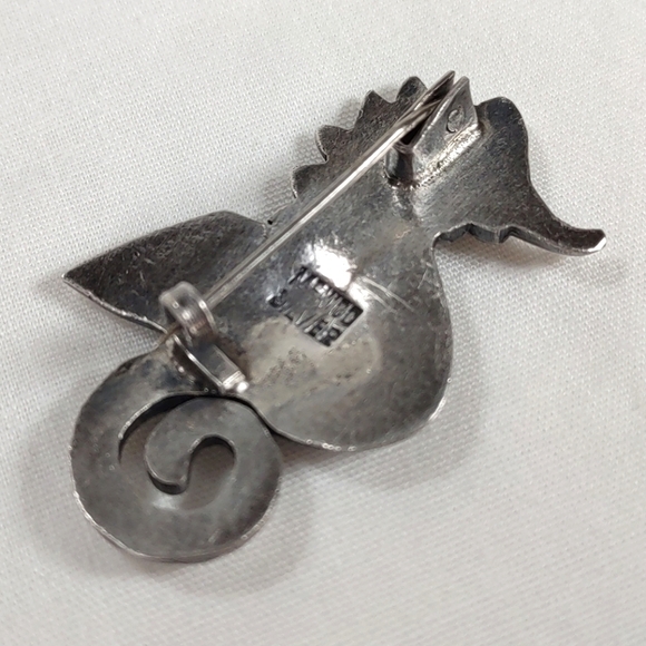 Vintage 1930's-40's Mexico Silver Seahorse Brooch - Picture 5 of 9